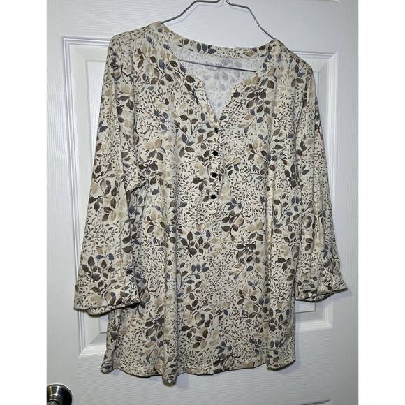 Studio Works Women’s Half Button Roll Tab Blouse Size Large NWOT - Picture 1 of 9